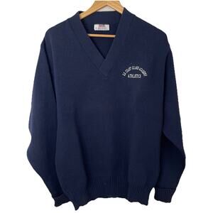VTG US Coast Guard Academy Athletics Blue V-Neck Sweater USCGA Men 44/46 ~ L /XL
